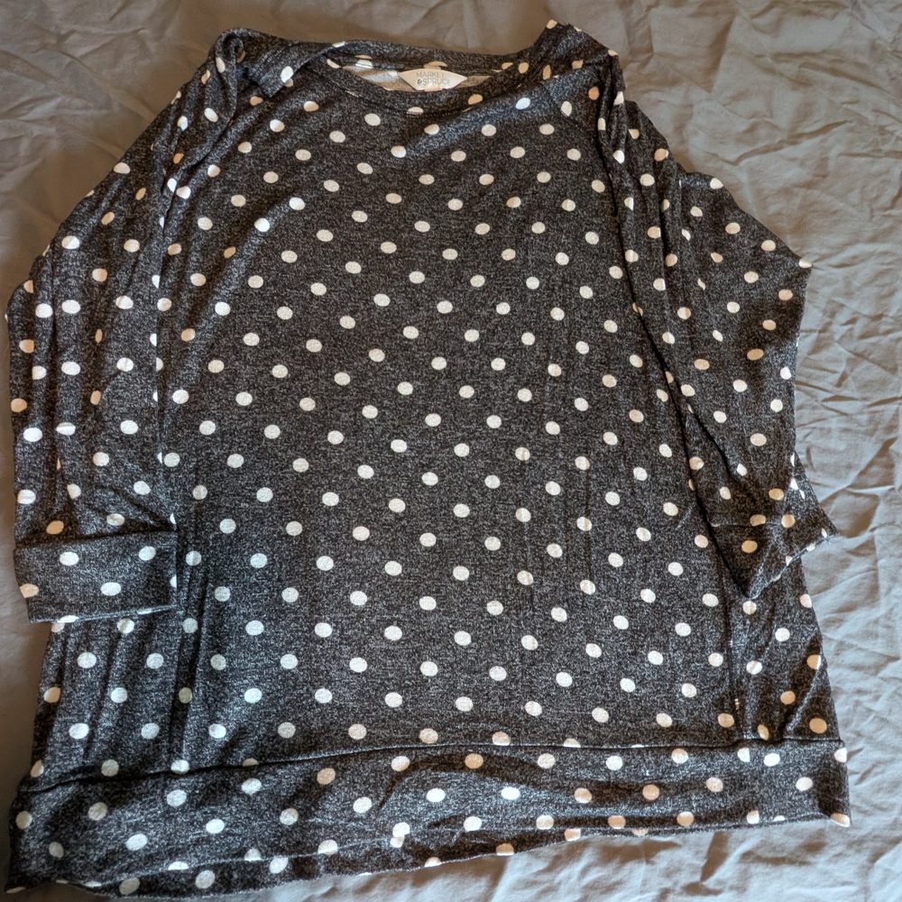 Market & Spruce Charcoal Polka Dot Top
